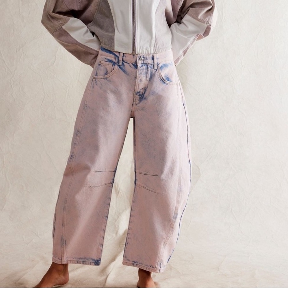 Free People pink Barrel jeans
